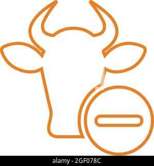 Bull delete, cow remove icon is isolated on white background. Simple vector illustration for graphic and web design or commercial purposes. Stock Vector