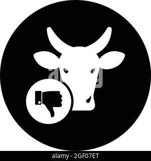 Bad reputation, cattle, cow, thumb down icon is isolated on white background. Simple vector illustration for graphic and web design or commercial purp Stock Vector