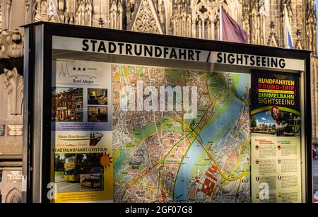 Map of Cologne in the city center - CITY OF COLOGNE, GERMANY - JUNE 25, 2021 Stock Photo