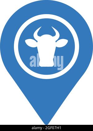 Cow pin map icon. Farm animal Map pointer. Map marker. Graph symbol for ...