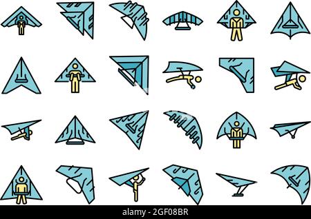 Hang glider icon. Outline hang glider vector icon thin line color flat on white Stock Vector