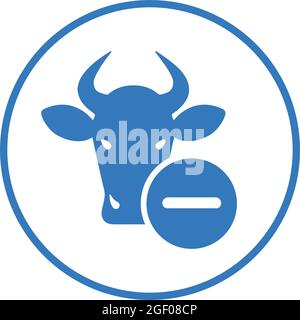Bull delete, cow remove icon is isolated on white background. Simple vector illustration for graphic and web design or commercial purposes. Stock Vector