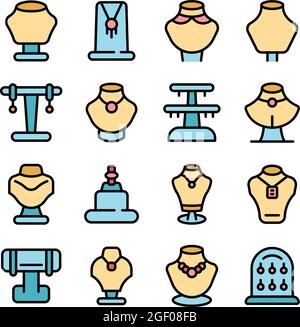 Jewelry dummy icon. Outline jewelry dummy vector icon thin line color flat on white Stock Vector