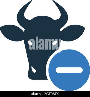 Bull delete, cow remove icon is isolated on white background. Simple vector illustration for graphic and web design or commercial purposes. Stock Vector