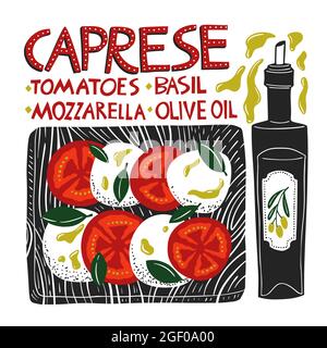 Premium Vector  Recipe illustration. blank recipe caprese salad. culinary book  blank pages. italian cuisine