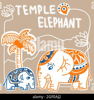 Vector hand draw India elephant. India style illustration. stock illustration Stock Vector