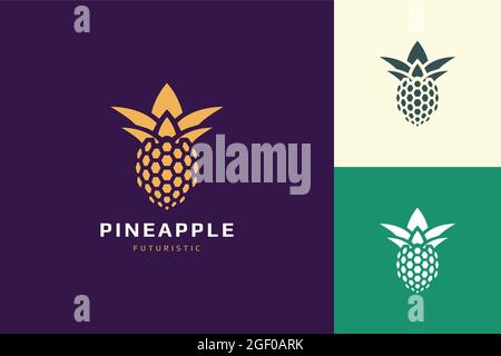 Pineapple database or technology logo in abstract and futuristic shape Stock Vector