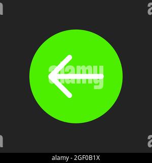 White Arrow Button to go Back in the Menu on Green Background. Isolated UI Icon. Vector illustration Stock Vector