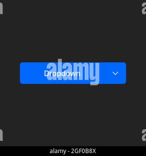 Dropdown Button. Simple Blue Rectangular Icon. Vector illustration Stock Vector