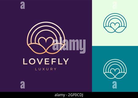 Cosmetic or spa logo in luxury love and leaf shape Stock Vector
