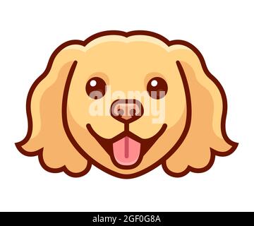 Funny cartoon Spaniel head drawing. Cute dog with long ears, vector clip art illustration. Stock Vector