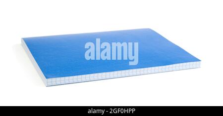 Thick blue notebook isolated on white. Stock Photo