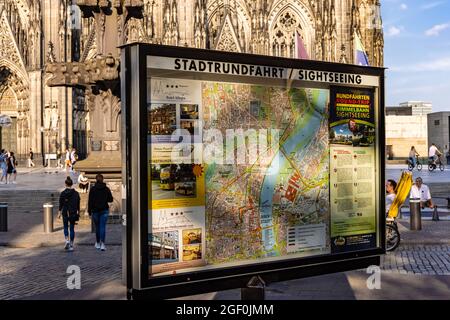 Map of Cologne in the city center - CITY OF COLOGNE, GERMANY - JUNE 25, 2021 Stock Photo