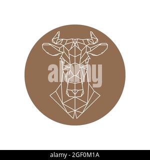 Geometric head of a cow. Farm animal. Vector illustration. Stock Vector