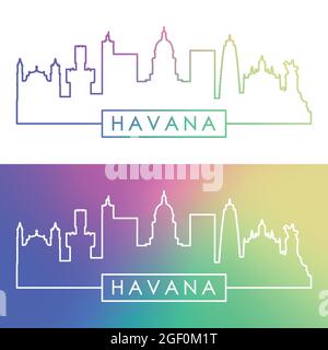 Havana skyline. Colorful linear style. Editable vector file. Stock Vector