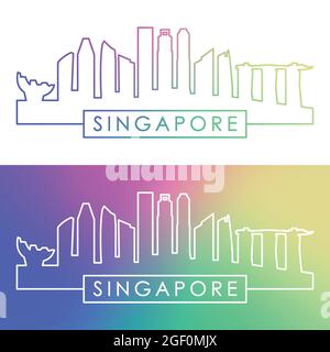 Singapore skyline. Colorful linear style. Editable vector file. Stock Vector