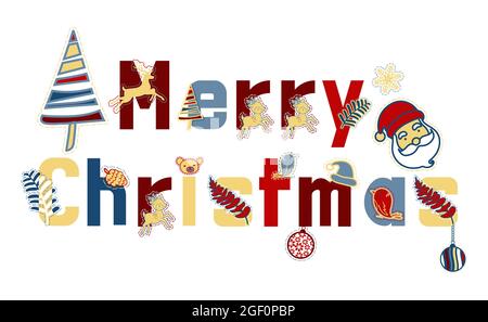 Merry Christmas. Christmas typography with decorative design elements for invitations and greeting cards. Stock Vector