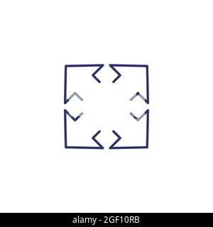 expand icon on white, line Stock Vector
