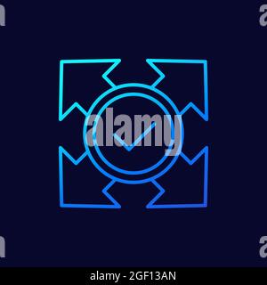 expand icon with check mark, line vector Stock Vector
