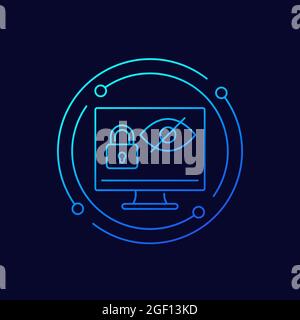 Parental control linear icon with eye and lock Stock Vector