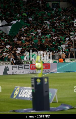 Fans of Saint Etienne during the French championship Ligue 1 football match between AS Saint-Etienne and LOSC Lille on August 21, 2021 at Geoffroy-Guichard stadium in Saint-Etienne, France - Photo Romain Biard / Isports / DPPI Stock Photo