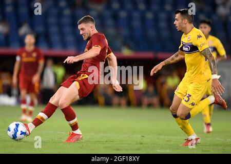 Roma, Italy. 22nd Aug, 2021. Jordan Veretout of AS Roma scores the goal of 3-1 during the Serie A football match between AS Roma and ACF Fiorentina at olimpico stadium in Rome (Italy), August 22th, 2021. Photo Antonietta Baldassarre/Insidefoto Credit: insidefoto srl/Alamy Live News Stock Photo