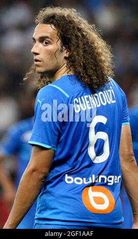 Nice, France. 22nd Aug, 2021. Matteo Guendouzi of Marseille during the French championship Ligue 1 football match between OGC Nice (OGCN) and Olympique de Marseille (OM) on August 22, 2021 at Allianz Riviera stadium in Nice, France - Photo Jean Catuffe / DPPI Credit: DPPI Media/Alamy Live News Stock Photo