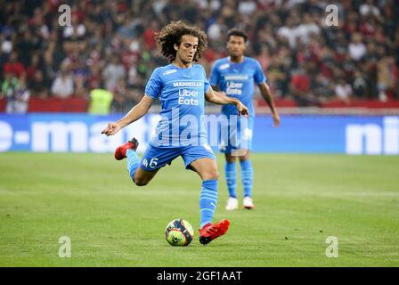 Nice, France. 22nd Aug, 2021. Matteo Guendouzi of Marseille during the French championship Ligue 1 football match between OGC Nice (OGCN) and Olympique de Marseille (OM) on August 22, 2021 at Allianz Riviera stadium in Nice, France - Photo Jean Catuffe / DPPI Credit: DPPI Media/Alamy Live News Stock Photo