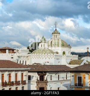 Quito city historic center with Company of Jesus domes, Quito, Ecuador. Stock Photo