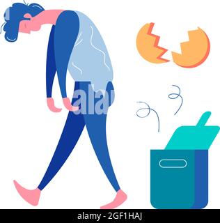 Loser failure success winning businessmen composition with discouraged man and broken egg shellvector illustration Stock Vector