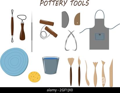 Pottery tools set. Vector illustration.  Stock Vector