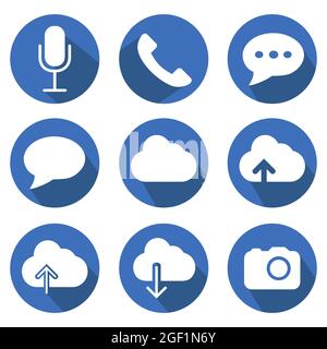 Set Icon Vector of Mobile App - Long Shadow Style - simple illustration. Editable stroke. Design template vector.outline style design.Vector graphic i Stock Vector