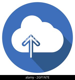 Icon Vector of Cloud with upward arrow - Long Shadow Style - simple illustration. Editable stroke. Design template vector.outline style design.Vector Stock Vector