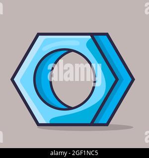 nut metal isolated cartoon vector illustration in flat style Stock Vector