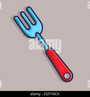 gardening fork tool isolated cartoon vector illustration in flat style Stock Vector