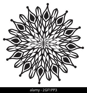 mandala isolated element of indian ornamental decorative floral style abstract black and white pattern background design Stock Vector
