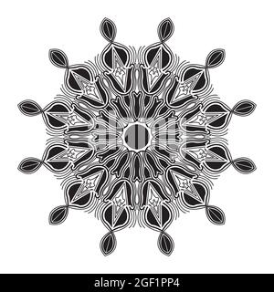 mandala isolated element of indian ornamental decorative floral style abstract black and white pattern background design Stock Vector