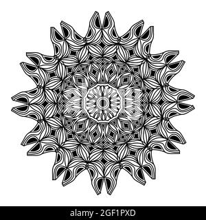mandala isolated element of indian ornamental decorative floral style abstract black and white pattern background design Stock Vector