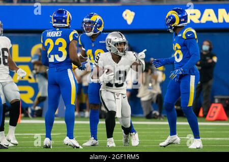 Las Vegas Raiders wide receiver DJ Turner (19) leaves the field after an  NFL football game against the New Orleans Saints in New Orleans, Sunday,  Oct. 30, 2022. (AP Photo/Matthew Hinton Stock