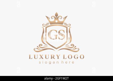 GS Letter Royal Luxury Logo template in vector art for Restaurant, Royalty, Boutique, Cafe, Hotel, Heraldic, Jewelry, Fashion and other vector illustr Stock Vector