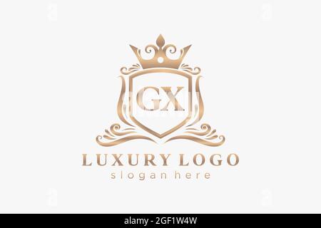 GX Letter Royal Luxury Logo template in vector art for Restaurant, Royalty, Boutique, Cafe, Hotel, Heraldic, Jewelry, Fashion and other vector illustr Stock Vector
