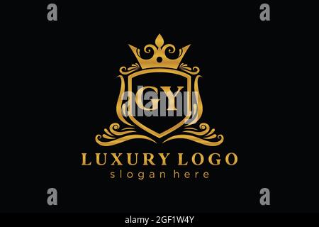 GY Letter Royal Luxury Logo template in vector art for Restaurant, Royalty, Boutique, Cafe, Hotel, Heraldic, Jewelry, Fashion and other vector illustr Stock Vector