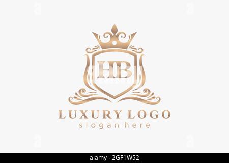 HB Letter Royal Luxury Logo template in vector art for Restaurant, Royalty, Boutique, Cafe, Hotel, Heraldic, Jewelry, Fashion and other vector illustr Stock Vector