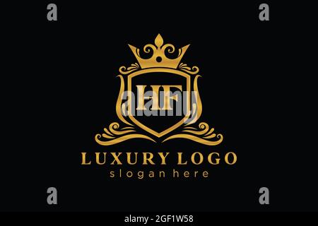 HF Letter Royal Luxury Logo template in vector art for Restaurant, Royalty, Boutique, Cafe, Hotel, Heraldic, Jewelry, Fashion and other vector illustr Stock Vector