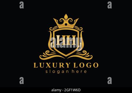 HH Letter Royal Luxury Logo template in vector art for Restaurant, Royalty, Boutique, Cafe, Hotel, Heraldic, Jewelry, Fashion and other vector illustr Stock Vector