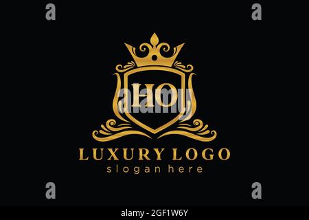 HO Letter Royal Luxury Logo template in vector art for Restaurant, Royalty, Boutique, Cafe, Hotel, Heraldic, Jewelry, Fashion and other vector illustr Stock Vector
