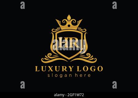 HR Letter Royal Luxury Logo template in vector art for Restaurant, Royalty, Boutique, Cafe, Hotel, Heraldic, Jewelry, Fashion and other vector illustr Stock Vector