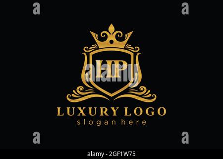 HP Letter Royal Luxury Logo template in vector art for Restaurant, Royalty, Boutique, Cafe, Hotel, Heraldic, Jewelry, Fashion and other vector illustr Stock Vector