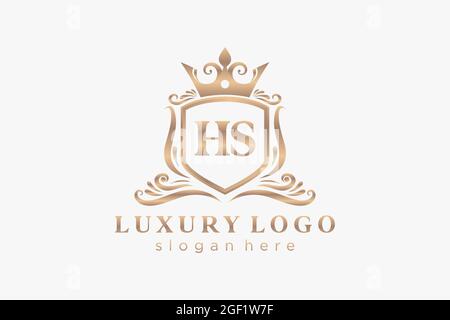 HS Letter Royal Luxury Logo template in vector art for Restaurant, Royalty, Boutique, Cafe, Hotel, Heraldic, Jewelry, Fashion and other vector illustr Stock Vector