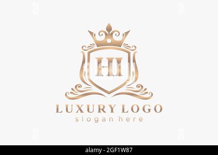 HI Letter Royal Luxury Logo template in vector art for Restaurant, Royalty, Boutique, Cafe, Hotel, Heraldic, Jewelry, Fashion and other vector illustr Stock Vector
